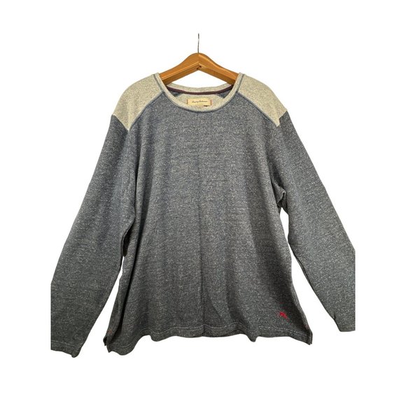Tommy Bahama Men's Sweater Sz XXL Colorblocked Blue/Gray Pull-Over Cotton Blend - Picture 1 of 11